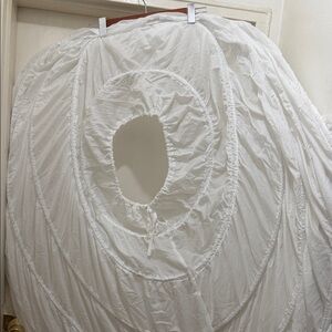 White Canopy Mattress Skirt with Elastic Center Opening